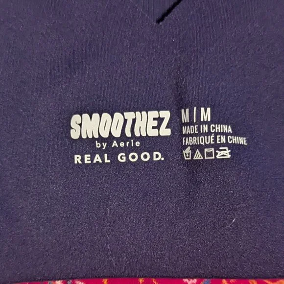 Aerie Smoothez Seamless Unlined Pull Over Bra‎ Bralette Wireless V-Neck Navy - Picture 3 of 5